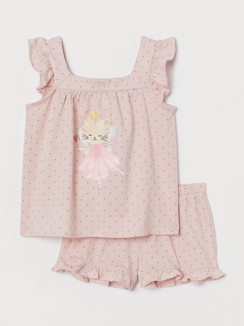 

H&M Girls Pink Printed Jersey Night Suit