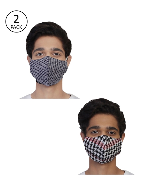 

Anekaant Men 2 Pcs 3-Ply Reusable Woven Viscose Fabric Fashion Mask, Multi