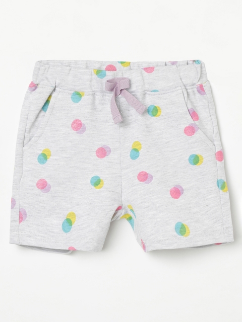 Juniors by Lifestyle Girls Grey Melange Printed Regular Fit Regular Shorts