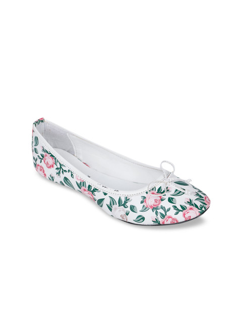 

Bruno Manetti Women White & Green Floral Printed Ballerinas