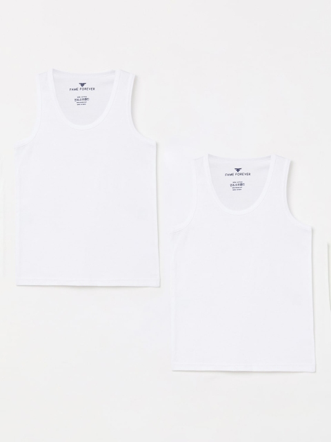 

Fame Forever by Lifestyle Boys Pack Of 2 White Solid Innerwear Vests 8907362449817