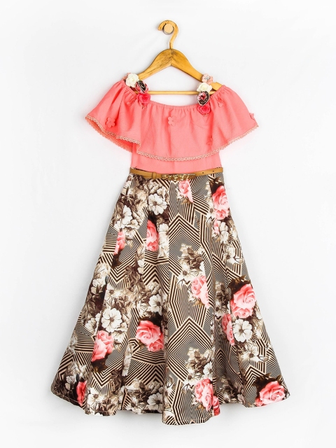 

Peppermint Girls Pink Floral Printed Maxi Dress