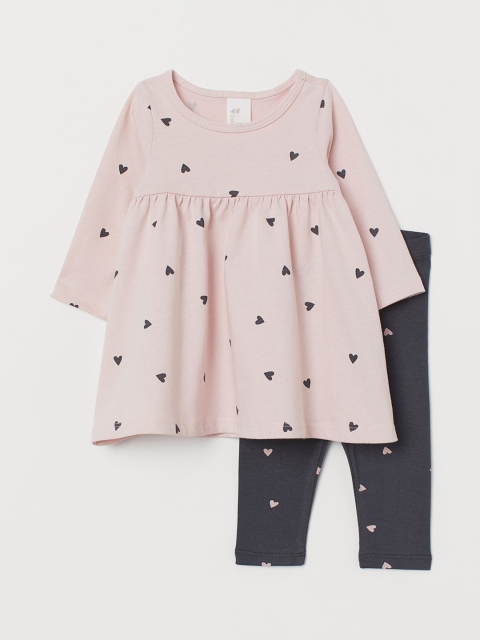 

H&M Girls Pink & Grey Printed Clothing Set