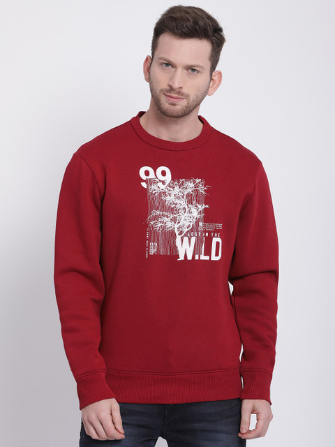 

t-base Men Red & White Printed Sweatshirt