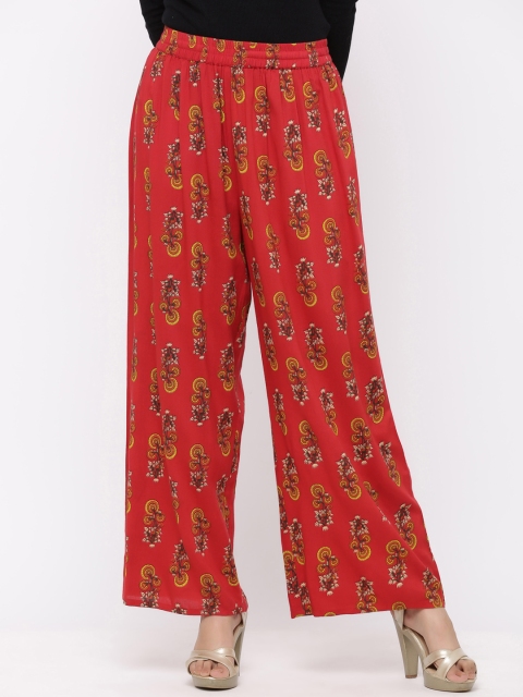 

Juniper Women Red Printed Wide Leg Palazzos