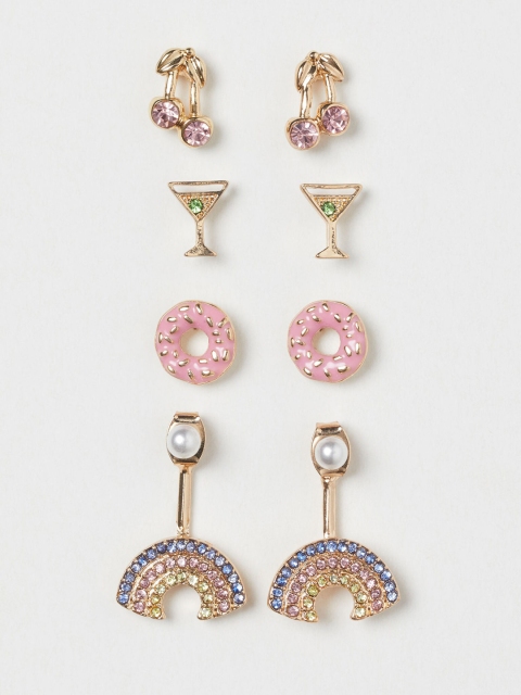 

H&M Multicoloured 4 Pairs Stud Earrings, Multi