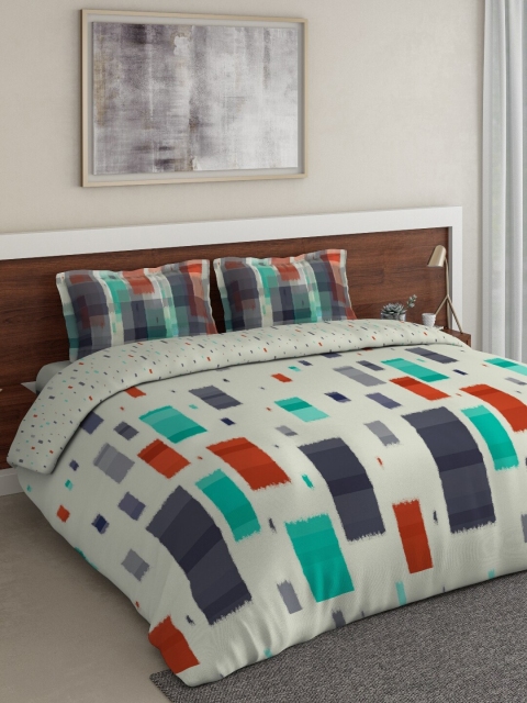 

DDecor Off-White & Grey Printed Double Queen Bedding Set