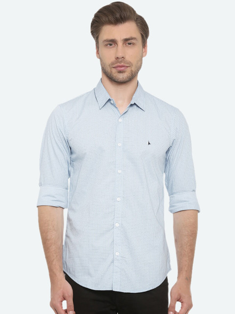 

WITH Men Blue Slim Fit Printed Casual Shirt