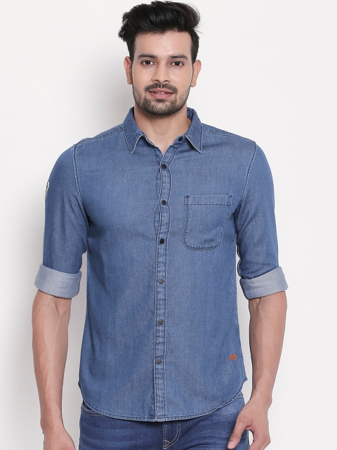 

SPYKAR Men Blue Slim Fit Solid Casual Denim Shirt