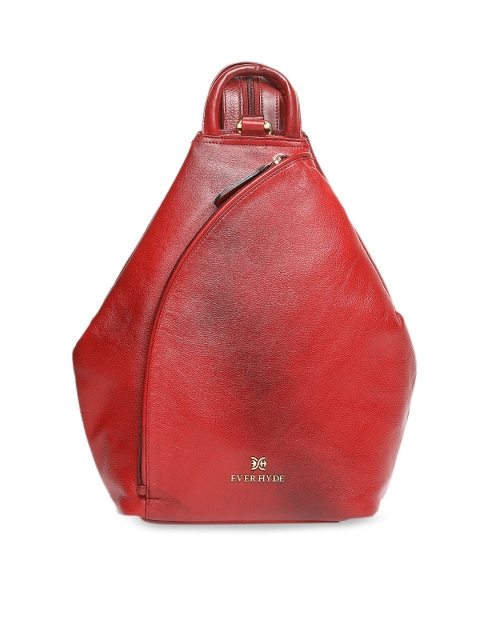 

EVER HYDE Women Maroon Solid Leather Backpack