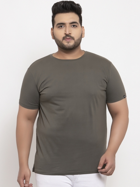 

Rodzen Men Green Solid Round Neck T-shirt