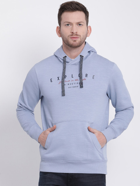 

t-base Men Lavender Printed Hooded Sweatshirt