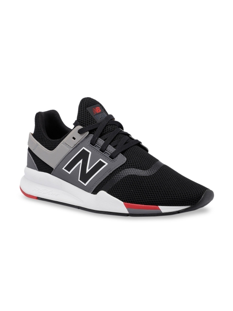 

New Balance Men Black Woven Design Sneakers