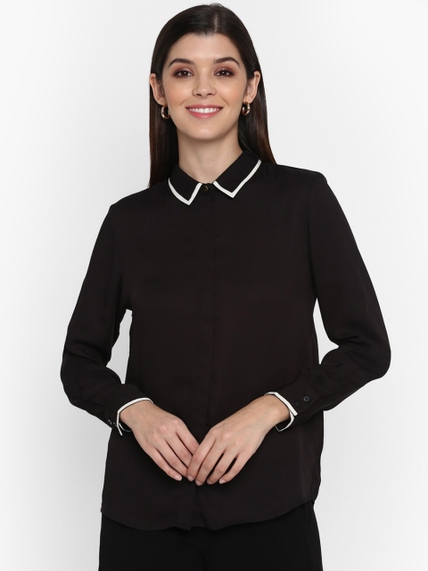 

Mode by Red Tape Women Black Regular Fit Solid Casual Shirt