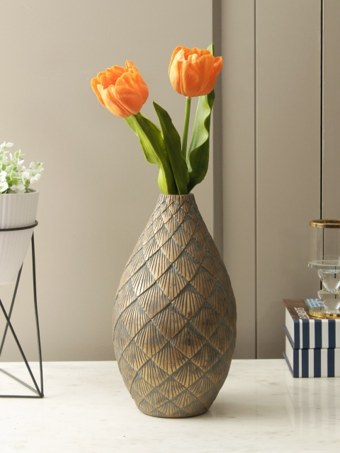 

HomeTown Bronze-Toned & Grey Textured Cellini Polyresin Vase