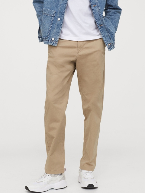 

H&M Men Beige Solid Cotton Chinos
