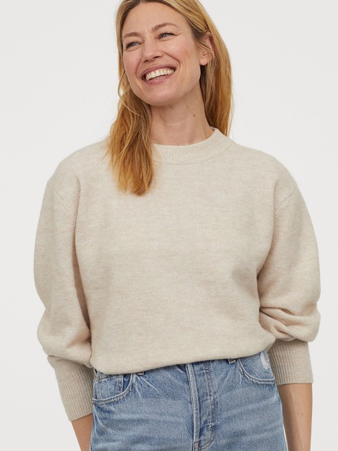 

H&M Women Beige Fine-Knit Jumper