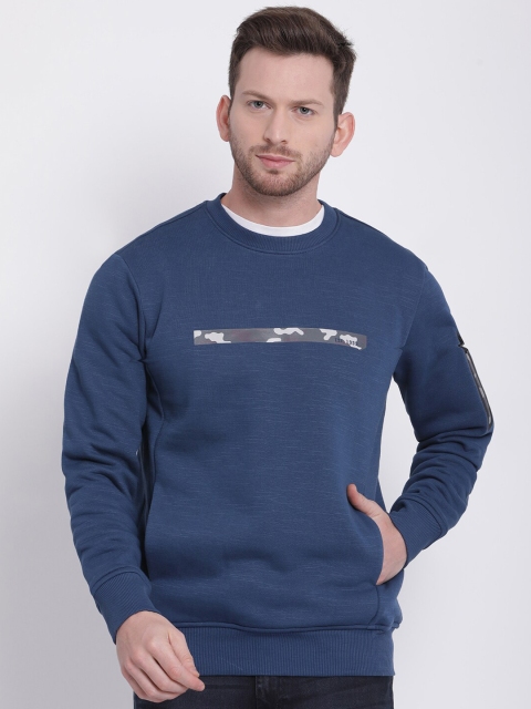 

t-base Men Navy Blue Solid Sweatshirt