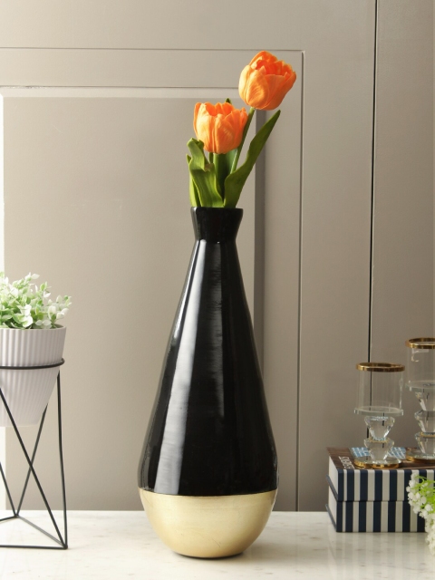 

Living Essence Black & Gold-Coloured Colourblocked Eden Bamboo Vase