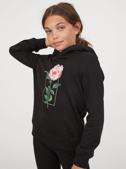 

H&M Girls Black Printed Hoodie