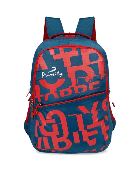 Priority Unisex Navy Blue & Red Graphic Cherry 0017 Backpack