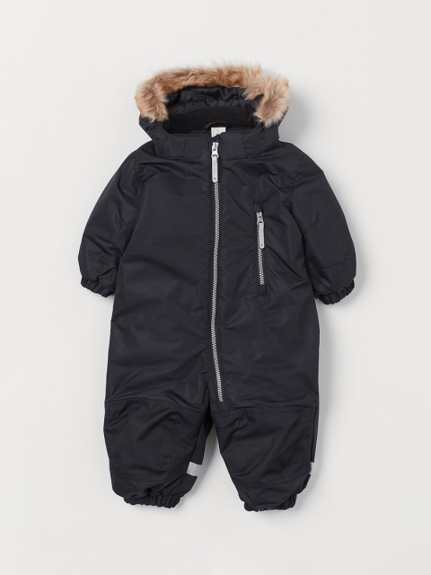 

H&M Boys Black Solid Water-Repellent All-in-1 Suit