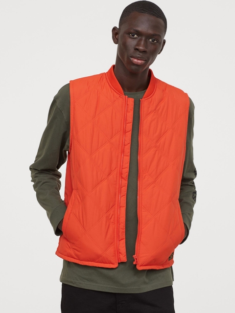 

H&M Men Orange Solid Quilted Gilet