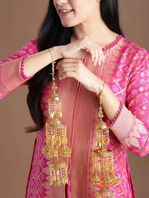 

Rubans Set of 2 Gold-Plated Handcrafted Bridal Kaleeras
