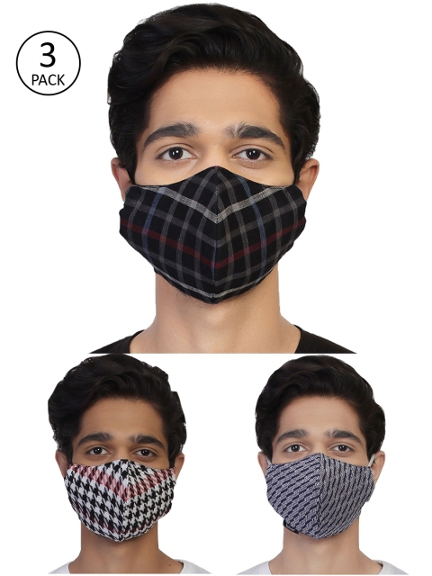

Anekaant Pack Of 3 Multicolor 3-Ply Reusable Woven Cloth Mask, Multi