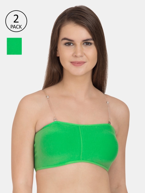 

Tweens Pack of 2 Green Solid Non-Wired Lightly Padded Everyday Bras