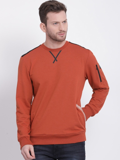 

t-base Men Orange Solid Sweatshirt