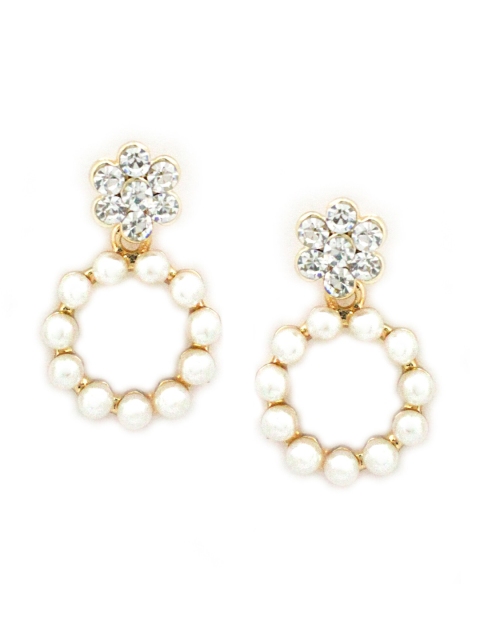 

Sia Art Jewellery Gold-Plated & White Circular Drop Earrings