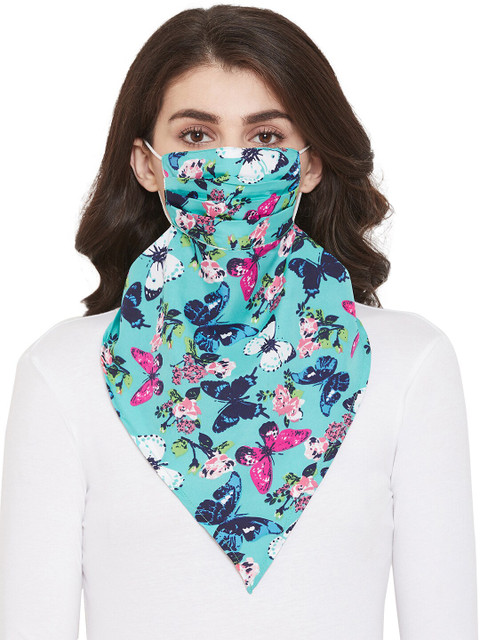 

Clovia Adults Blue Printed 2-Layer Reusable Scarf Fit Face Mask