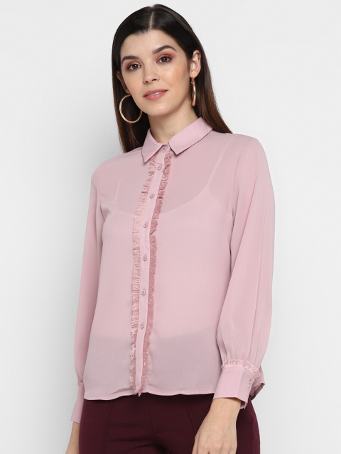 

Mode by Red Tape Women Mauve Regular Fit Solid Casual Shirt