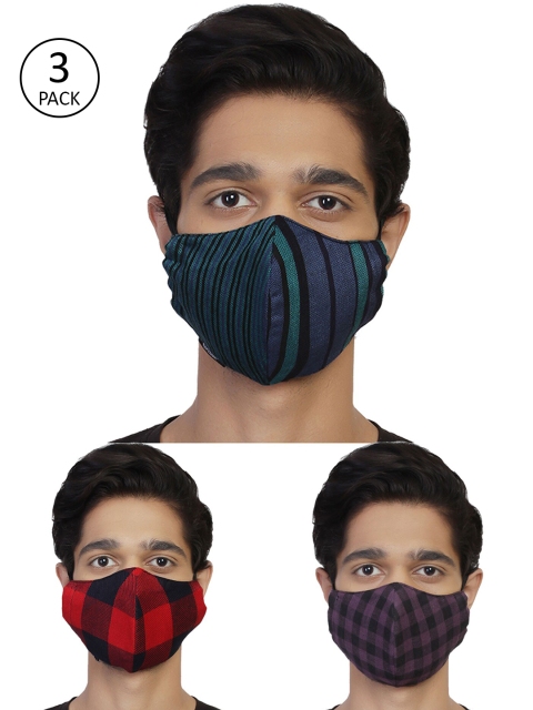 

Anekaant Men Pack Of 3 3-Ply Protective Outdoor Face Masks, Black