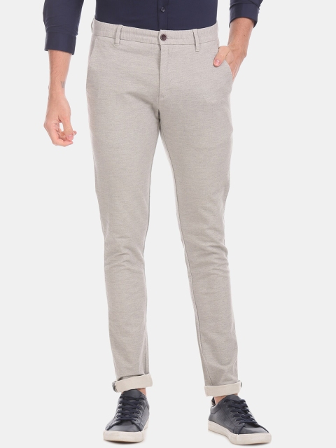 

True Blue Men Grey Slim Fit Solid Regular Trousers