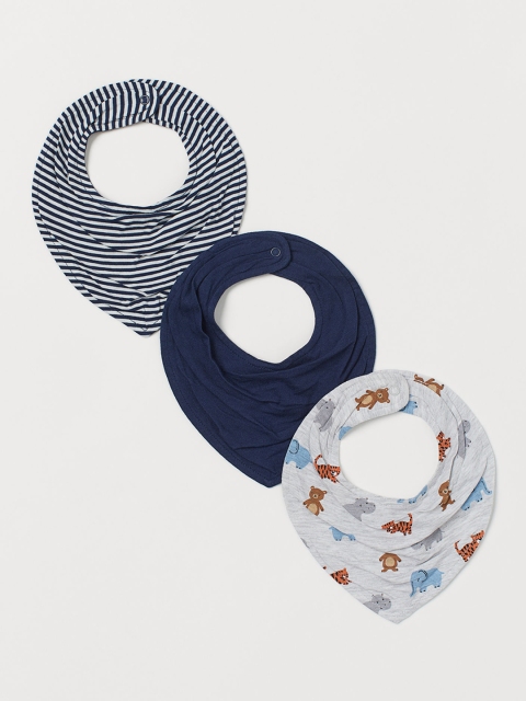 H&M Kids Multicoloured 3-Pack Cotton Triangle Scarves, Multi