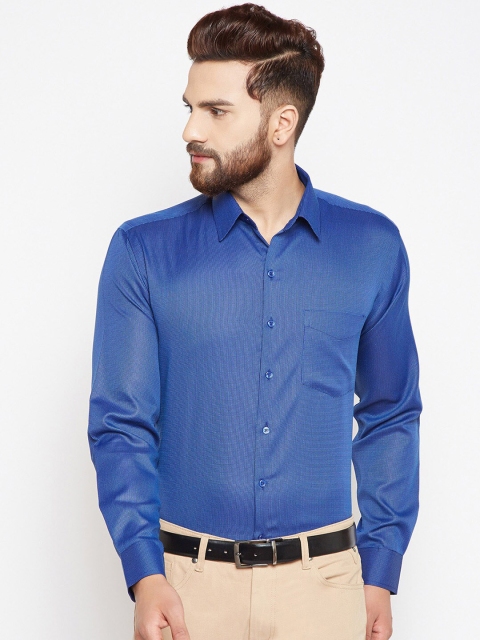 

Hancock Men Blue Slim Fit Self Design Formal Shirt
