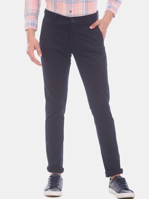 

True Blue Men Blue Slim Fit Solid Regular Trousers