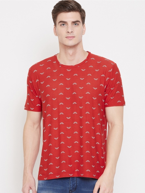 

wesquare Men Red & White Printed Round Neck T-shirt