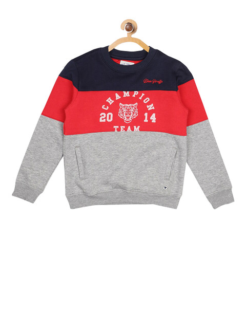 

Blue Giraffe Boys Grey & Red Colourblocked Sweatshirt