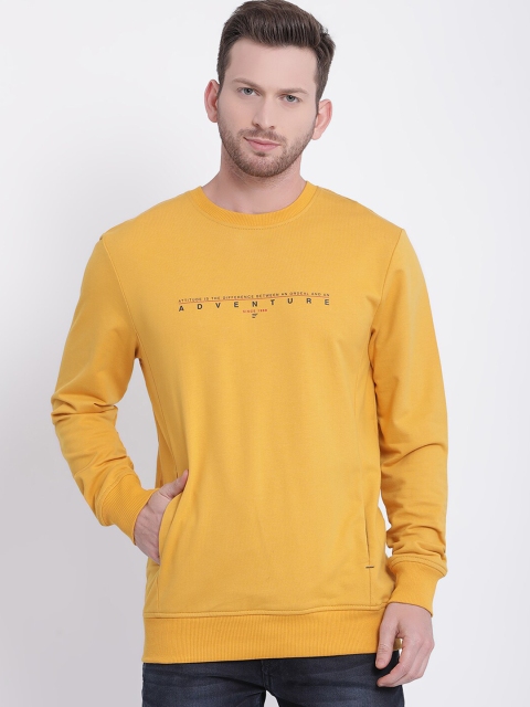 

t-base Men Yellow Solid Sweatshirt