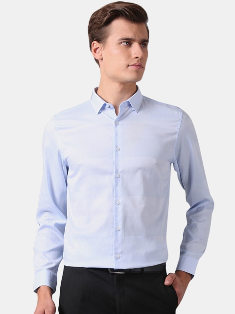 True Blue Men Blue Slim Fit Self Design Casual Shirt