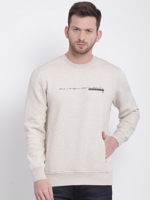 

t-base Men Beige Solid Sweatshirt