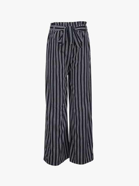 

Tiddlywings Girls Black & White Loose Fit Striped Parallel Trousers