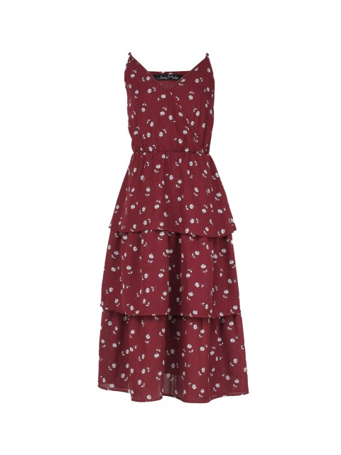 

Tiddlywings Girls Maroon Printed Maxi Dress