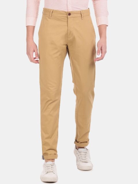 

True Blue Men Brown Slim Fit Solid Chinos