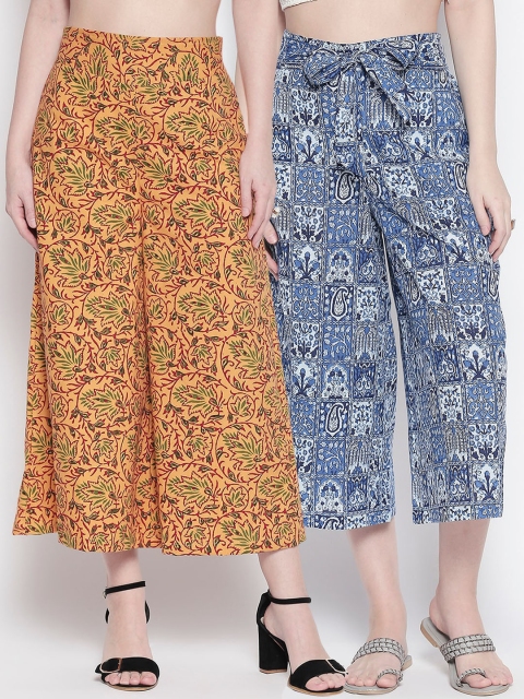 

Desi Weavess Women Pack of 2 Printed Straight Palazzos, Blue