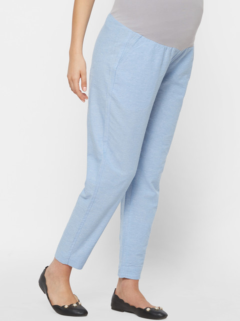 

Mystere Paris Women Blue & Grey Colourblocked Basic Maternity Jumpsuit