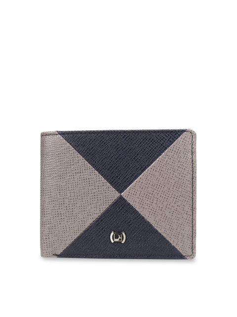 

Da Milano Men Blue & Grey Colourblocked Leather Two Fold Wallet